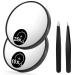 OMIRO 10X & 25X Magnifying Mirrors and Two Eyebrow Tweezers Kits, 3.5" Two Suction Cups Magnifier Travel Set 10X&25X