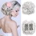 SEGO Hairpiece Hair Extensions with Comb Hair Tie Updo Bun Hair Extension Messy Donut Braid Ponytail Silver-Gray