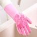 YUANstore Silicone Gloves Kitchen Cleaning Dishwashing Gloves Soft Scrubber Rubber Dish Washing Tools Kitchen Household Gadgets 1 Pair - Buy Online on GoSupps.com