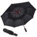 Lejorain Collapsible Umbrella Compact Travel - Portable Black Double Canopy Automatic Windproof Umbrella - Folding Striking Red Reinforced Fiberglass Frame Rain Umbrellas for Adults