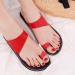 Summer Solid Flat Sandals for Women - Outdoor PU Open Toe Cutout Slip-on Orthopedic Bunion Corrector Beach Sandals - Red 7.5 - Buy Online on GoSupps.com