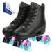 XUDREZ Roller Skate Shoes for Women Men PU Leather High-top Double-Row Roller Skates for Beginner, Professional Indoor Outdoor Roller Skates with Shoes Bag flash wheel 38-US Women 8, US Men 6.5