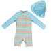 Bonverano Baby Boys Swimsuit/Sunsuit UPF 50+ Sun Protection with Sun Hat - 18 Months (Blue Stripes) - Buy Online on GoSupps.com