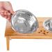 FOREYY Bamboo Raised Pet Bowls for Cats & Small Dogs 2 Stainless Steel Bowls, Anti-Slip Stand, 4'' Tall - Buy Online on GoSupps.com