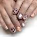 Halloween Press on Nails Short Square Fake Nails Nude Acrylic Glue on Nails Orange Checkerboard False Nails with Bat Ghost Design Reusable Glue on Nails Natural Artificial Stick on Nails for Women 24 style5