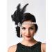IYOU Black Feather Flapper Headpiece Sparkly Crystal Gatsby Headband Rhinestone Costume Wedding Hair Accessories for Women - Buy Online on GoSupps.com