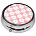 White Chrysanthemum Round Pill Box - 3 Compartment Travel Organizer | Portable Pill Storage Solution - Buy Online on GoSupps.com