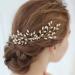 Teyglen Women Dainty Silver Gold Rhinestones Bride Wedding Hair Comb Headband Luxurious Hair Accessories Shiny Rose Gold Rhinestones Bridal Side Hair Combs for Women Bride Girls (Gold)