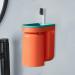 Anximt Toothbrush Mug Wall Holder - Punch-Free Self-Adhesive Bathroom Organizer with 2 Cups for Toothpaste & Razor - Orange - Buy Online on GoSupps.com