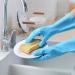Reusable Household Cleaning Gloves - Latex Free, Waterproof, Non-Slip - 2 Pairs with Cotton Lining (Medium) - Blue+Pink - Buy Online on GoSupps.com