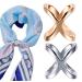 2PCS(Gold+Silver) X Shaped Women Lady Girls Fashion Scarf Ring Buckle Modern Simple Jewelry Silk Scarf Clasp Clips Clothing Wrap Holder Clothing Decoration Accessories for T-Shirt Neckerchief Shawl