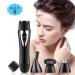 Painless 4 in 1 USB Rechargeable Waterproof Painless Facial Hair Eyebrow Nose Electric Trimmer for Women (Black)