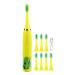 ZJchao electric toothbrush for children electric sound toothbrush 4 gears 8 heads USB charging soft bristles ergonomic double handle electrical toothbrush for (yellow)