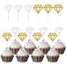 Glitter Diamond Cupcake Toppers for Bridal Shower Engagement Wedding Party Birthday for Donuts Diamond Donut Picks Cake Decorations (Silver + Gold) 60 Pcs wedding cupcake topper - Buy Online on GoSupps.com