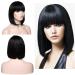 Sego wigs short bob remy real hair straight a flat pony human hair for women cosplay roots natural black 12 "(30cm) -125 g 30 cm (12 inches) 30.5 cm-natural black.