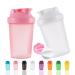 Seezi Protein Shaker bottle 400 ml of leakproof BPA free protein shaker for supplement shakes with sieve & scale fitness mixer for creamy whey protein powder shakes (white+pink (2PCs) 400ml white+pink