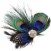 Feather Peacock Hair Clip Fascinator Clip Natural Feather Fascinator Barrette with Sparking Rhinestone Hair Fascinators for Wedding Party - Buy Online on GoSupps.com