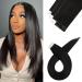 Black Tape in Hair Extensions Human 100% Real Remy Hair 50g 20pcs/Set Straight Seamless Invisible Tape in Hair Extensions Human Hair (18Inch  Natural Black) 18 Inch Natural Black