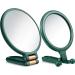 WILLBOND 2 Pieces 15x Magnifying Handheld Mirror and 10x Travel Makeup Mirror  Folding Double Sided Pedestal Mirror Hand Mirror with 1/ 15x 1/ 10x Magnification (Green)