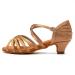 AOQUNFS Girls Latin Dance Shoes Low Heels Tango Salsa Ballroom Practice Performance Dancing Shoes,608 2 Little Kid 608-beige-4.5cm Heel