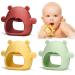 Silicone Teething Toys for Babies 0-6 Months - 3 Pack Never Drop Bear Buddy Hand Teether Mitten for Toddlers 6-12 Months Mushroom Infant Chew Toy for Teething Relief - Dishwasher & Freezer Safe Claret & Yellow & Green