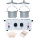 Upgraded Professional Double Wax Warmer Hair Removal Double Pot Melting Heater Machine For Facial Skin Total Body Hair SPA Electric Adjustable Temperature Aluminum 110V with 100 Removal Wooden Craft Sticks