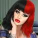 Creamily 14 Inches Black Red Wig for Women Girls Short Curly Synthetic Wig with Bangs Lovely Black and Red Bob Wavy Wig Cosplay Party Halloween Wig for Women E-Black and Red