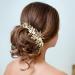 Handcess crystal-wedding-wiped ligaments flower gold-colored pearls headdresses rhinestone leaves bridal hair jewelry for women and girls