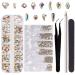 EBANKU 120Pcs Crystal Glass AB Rhinestones for Nail Art Craft 1728 Pcs Mix Flatback Crystals 3D Decorations Flat Back Stones Gems Nail Art Set with 1 Pc Pick Up Tweezers 1 Pc Wax Pens 1 Pc Nail Files