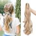 24"/60cm Curly Claw On Ponytail Extension Matte Material Wavy Clip In Pony tail Synthetic Hairpiece For Women Dark Blonde Mix Bleach Blonde 24 Inch Dark Blonde Mix Bleach Blonde