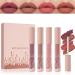 Matte Liquid Lipstick Nude Red Lipstick Moisture Smooth Lip Stain Tint Non-Fading Long-Lasting Moisturizing High Impact Lip 4 Colors Cup Not Fade Long Wear Waterproof Lip Gloss Lipstick Gift
