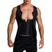 Soluo Men's Compression Corset Vest Slimming Body Shaper 3 Rows Clasp Bust Corset Tank Top Waist Trainer Undershirts Black Medium