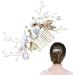 FERCAISH Wedding Hair Comb Flower Crystal Bridal Hair Accessories Pearl Leaf Headpiece for Wedding Bride Bridesmaid (White)