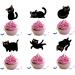 18pcs Cute Black Cat Cupcake Toppers for Boys Girls Pet Baby Shower Kitten Meow Party Supplies Favor Glitter Black Cat Themed Birthday Party Decorations - Buy Online on GoSupps.com