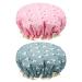 2 Pcs Shower Cap Elastic Band Waterproof Bath Caps Double Layers Reusable With Ruffled Edge Covering Ears for Girls and Women pinkblue