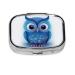 Blue Owl Printing 2 Compartment Small Pill Case Cute Small Pill Box Purse Pill Boxs Travel Pill Organizer for Pocket Purse and Travel Gifts