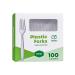 100 Pack Heavyweight Disposable Clear Plastic Forks - Engraved Design