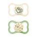 Mam Supreme Night Schnuller in the 2 Set bright baby pacifier for healthy dental and jaw development prevents skin irritation with pacifier box 6-16 months bird/universe beige-tartrosa/mint 16+ months/night