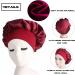 Silk Wide Band Hair Bonnet for Sleeping (2pcs Black + Wine) | Satin Night Sleep Cap for Women Girls | Elastic Hat for Black, Curly Hair Care - Buy Online on GoSupps.com