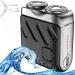 Mini Electric Explosive Shaver Portable Electric Shaver for Men Rechargeable Dual Blade Razor Waterproof USB Fast Charging Compact Travel Size Cordless Face Shaver with LED Power Display (Black)