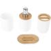 Yuugaa 4-Piece Bamboo Bathroom Set - Waterproof Accessories for Home & Hotel - Durable Gift Item - White Toothbrush Cup - Buy Online on GoSupps.com