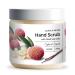 CalmGrace Exfoliating Hand Scrub with Dead Sea Salts Lychee & Vanilla Scent | 7.6oz | Hand Scrub Exfoliator in Sorbet Texture Fortified with Aloe Vera Coconut Oil Vitamin C | Body Care Moisturizer