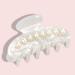 White Pearl Hair Claw Clip - Elegant Acrylic Banana Barrette for Women & Girls - Buy Online on GoSupps.com