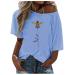 Ppanguding Women Good T-Shirt Summer Mode Off Shoulder Rainbow Bring on the Sunshine Pattern Shirt Shirt Short Low Tops Blouse Graphic Print Tea Tops L Blau-B