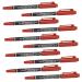 Healeved 10pcs Marker Pen Waterproof Brow Pencil Brow Pen Pencils Tool Plastic Red 13.9x1.8cm Red