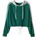 Bigfanshu Womens Sweaters Fashion Winter Autume Hooded Two Line Print Sleeve Swearshirt Pullover Top Green - Buy Online on GoSupps.com
