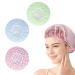 Nuoshen 3 pieces Elastic shower hood reusable waterproof shower hoods plastic shower cap for girls women shower spa salon main use (blue yellow red)