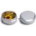 Round Pill Box Wine with Yellow Sunflower Print - 3 Compartment Metal Pill Organizer | Portable Decorative Pocket Pill Case - Style-26 - Buy Online on GoSupps.com