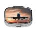 Airplane Art Printing 2 Compartment Small Pill Case Cute Small Pill Box Purse Pill Boxs Travel Pill Organizer for Pocket Purse and Travel Gifts
