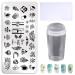 3-piece nail design stamping plate set with silicone stamp and scraper made of stainless steel nail art image templates set J18